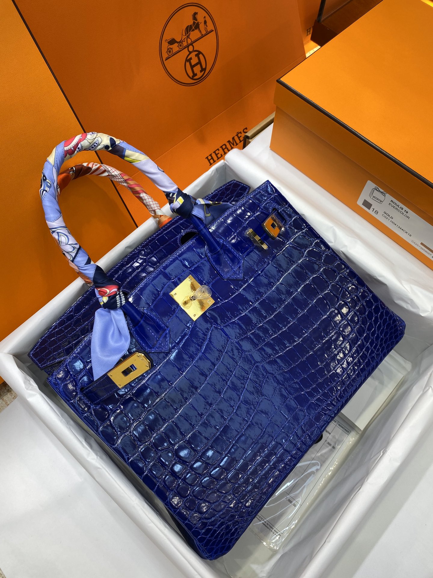 Hermes Birkin 30CM Handmade Bag In Blue Electric Crocodile Niloticus Shiny Skin